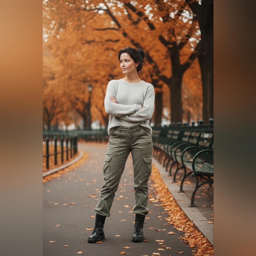 Plugg JR. Y2k Vintage SZ 9 Olive Green Wide Leg Gorpcore Zippers Pants